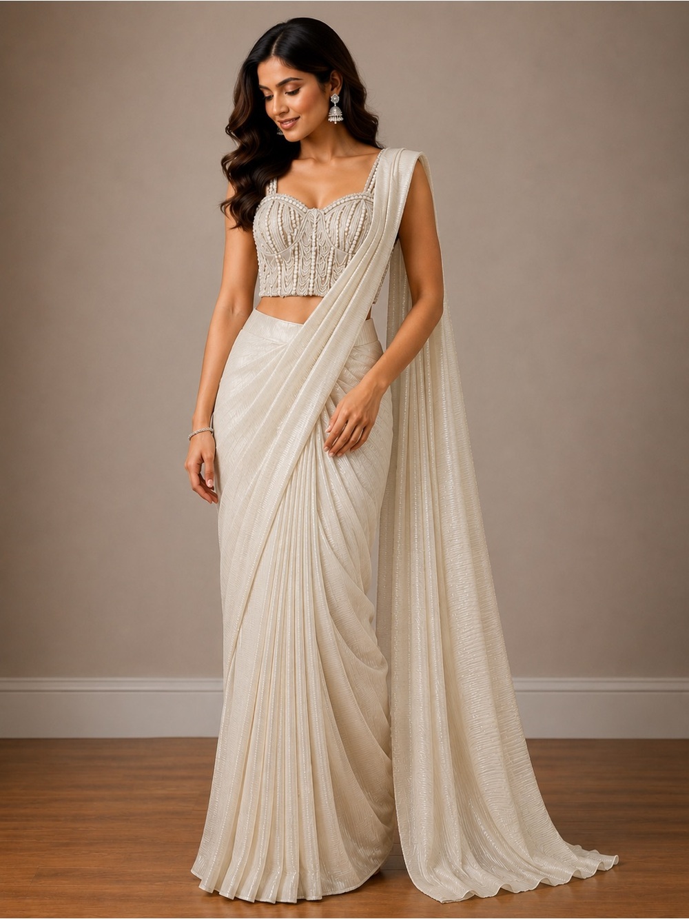 Pre-pleated saree